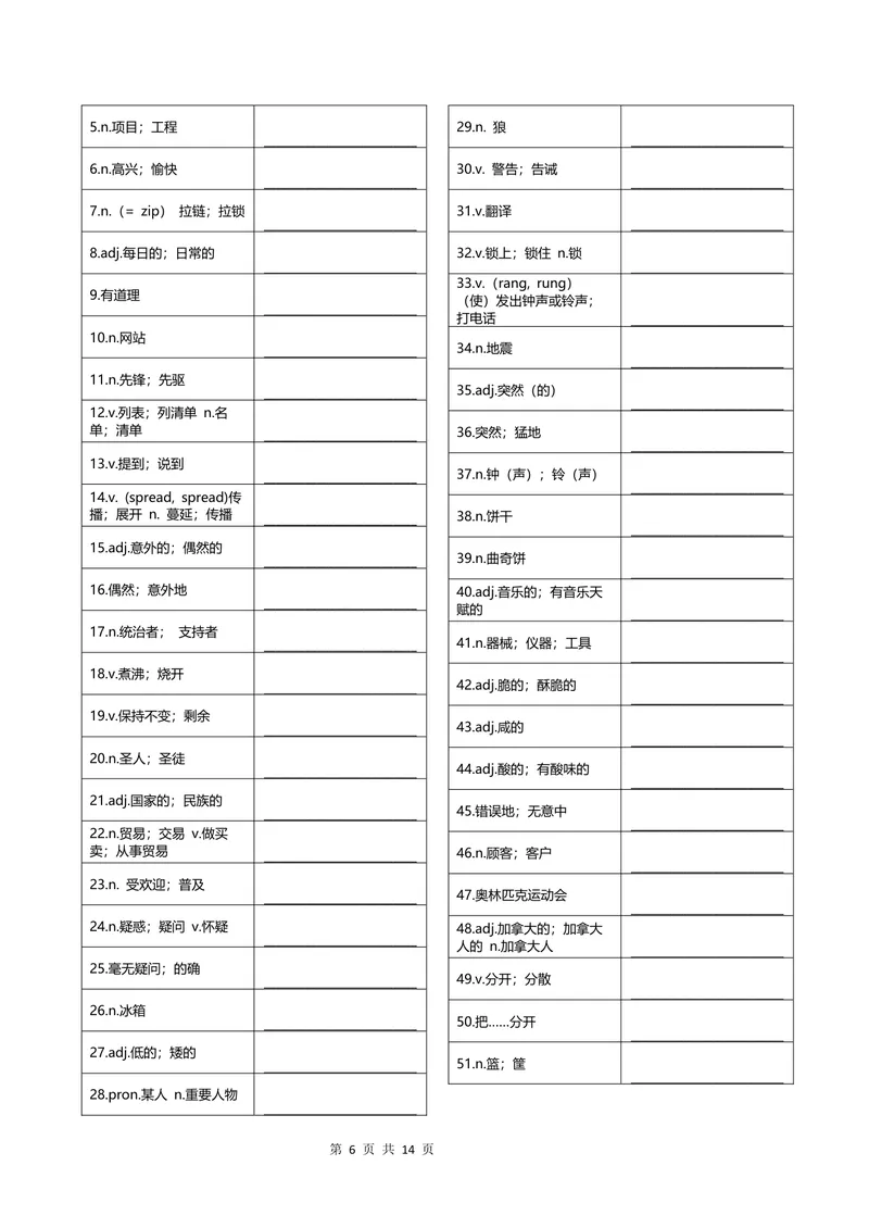 《九年级全册汉译英_初中英语789_26秋最新人教版英语九年级上册_人教版英语九年级全册_人教版初中英语9全一册_10.听力MP3+单词默写_9年级词汇（24秋季版）》第6页预览