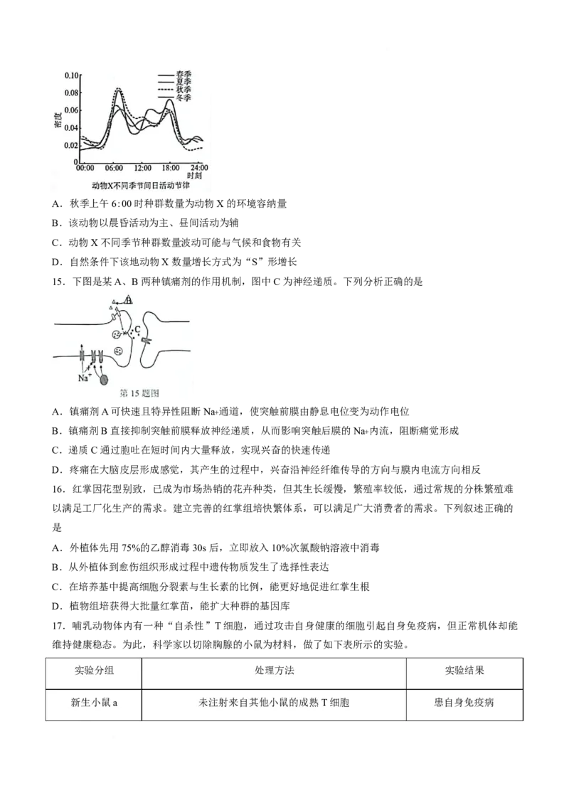 《浙江省A9协作体2025-2026学年高二下学期期中联考生物试卷_2024-2027高二（7-7月题库）_2026年05月高二试卷_260514浙江省A9协作体2025-2026学年高二下学期期中联考（全）》第5页预览