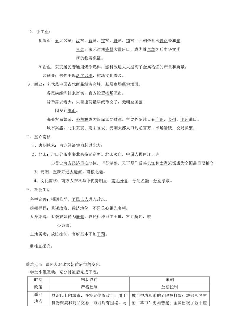 《第11课辽宋夏金元的经济与社会-高一历史新教材（中外史纲要上）同步优质教案_新版高中_高中历史新版_高中历史纲要上（统编版）_教学设计》第2页预览