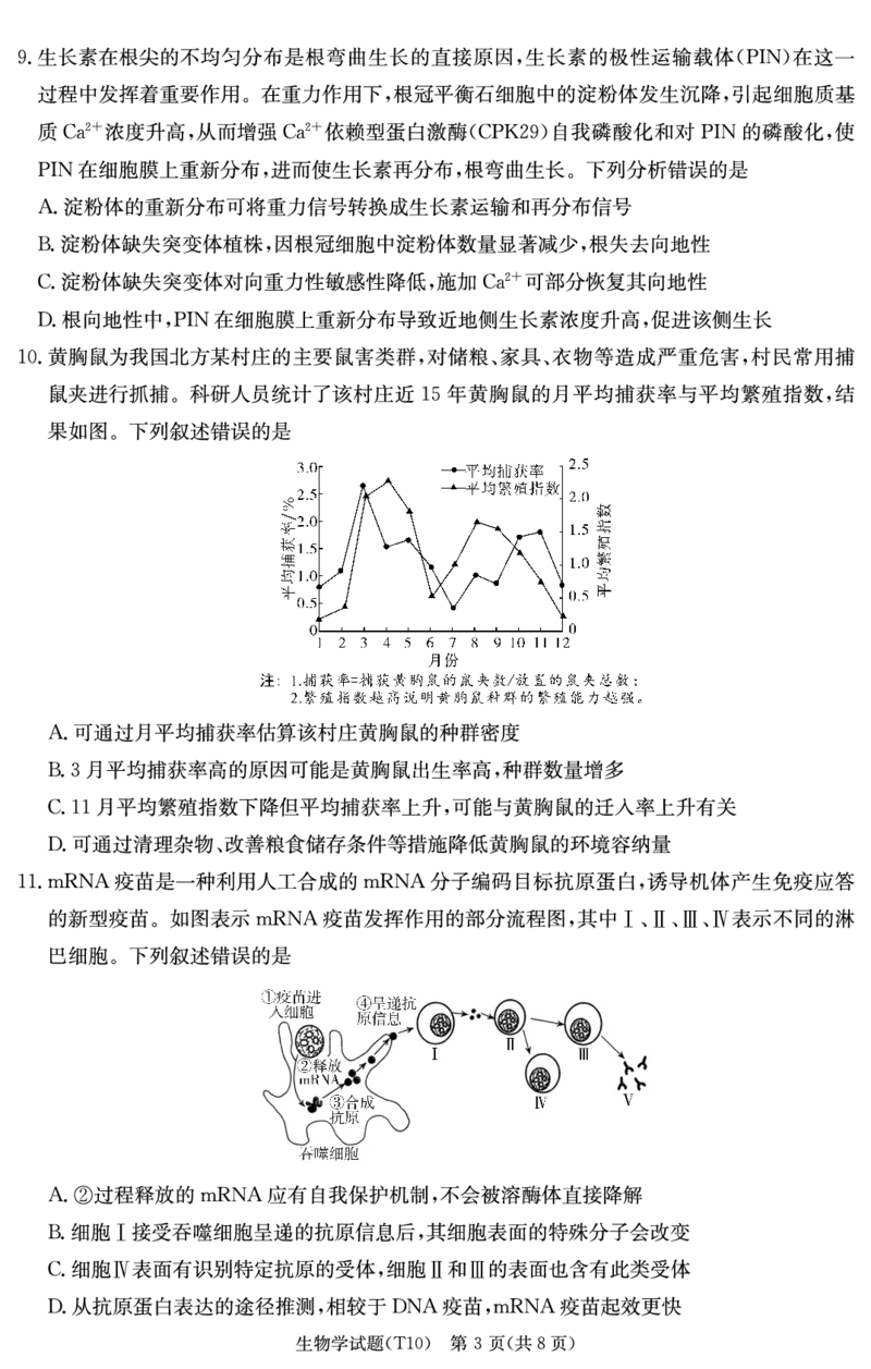 《湖南师大附中2026届高三适应性月考卷（十）生物_2024-2027高三（6-6月题库）_2026年06月高三试卷_260602湖南师范大学附属中学2026届高三考前模拟（三）月考十（全科）》第3页预览