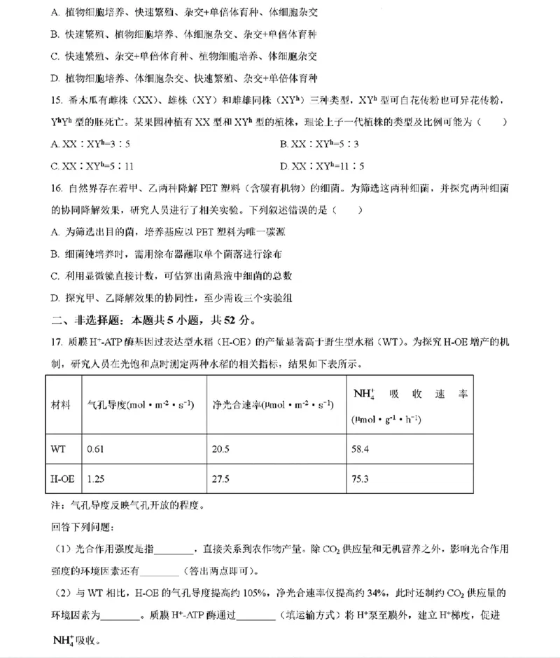 《生物及答案_2026年6月全国高考--_2026年高考真题试卷及答案_2026高考真题（☆超详细版-保真内容和夸克同步）_河南》第5页预览