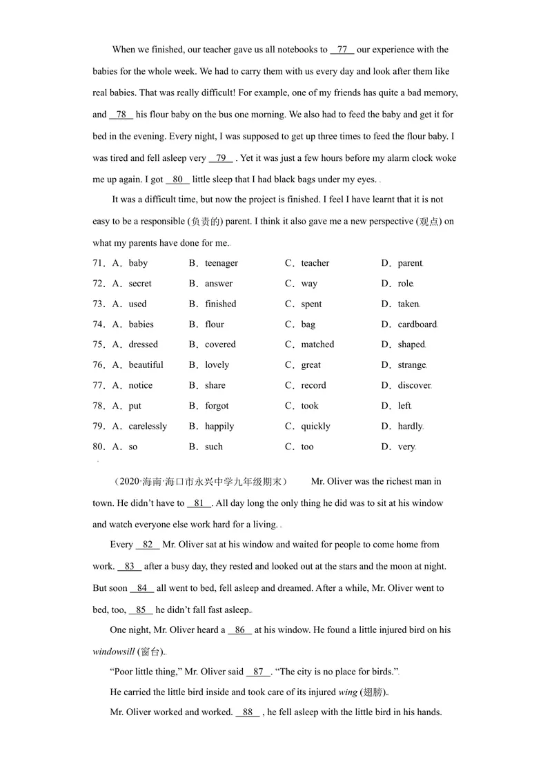 《专题02完形填空15道（各地名校最新期末真题）-2021-2022学年九年级英语上学期期末复习查缺补漏冲刺满分（重点知识+难点易错点）人教版_初中英语789_26秋最新人教版英语九年级上册》第8页预览