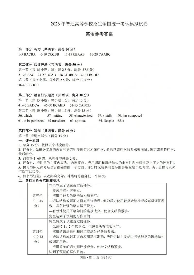 《浙江省七校2026年5月高三联考英语答案_2024-2027高三（6-6月题库）_2026年05月高三试卷_260522浙江省七校2026年5月高三联考（全科）》第1页预览