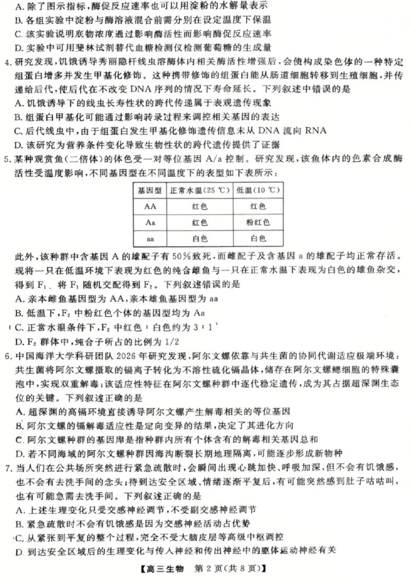 《生物试题_2024-2027高三（6-6月题库）_2026年05月高三试卷_260502山西2026届高三金科大联考（全科）_生物》第2页预览