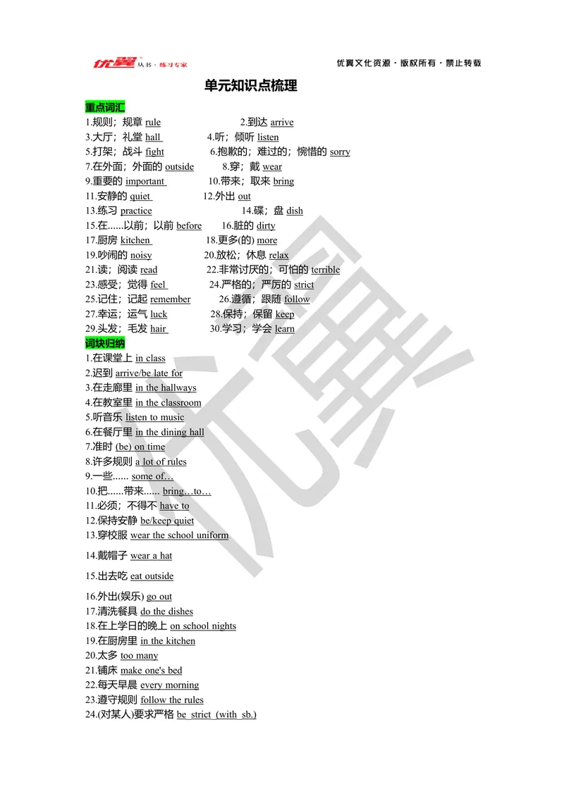 《Unit4复习课件教师版_初中英语789_最新人教版英语七年级下册_七下英语旧版_人教版英语七年级下册教学资料（优翼）_人教版英语七年级下册(RJ)--7.单元复习课件_七下unit4》第1页预览