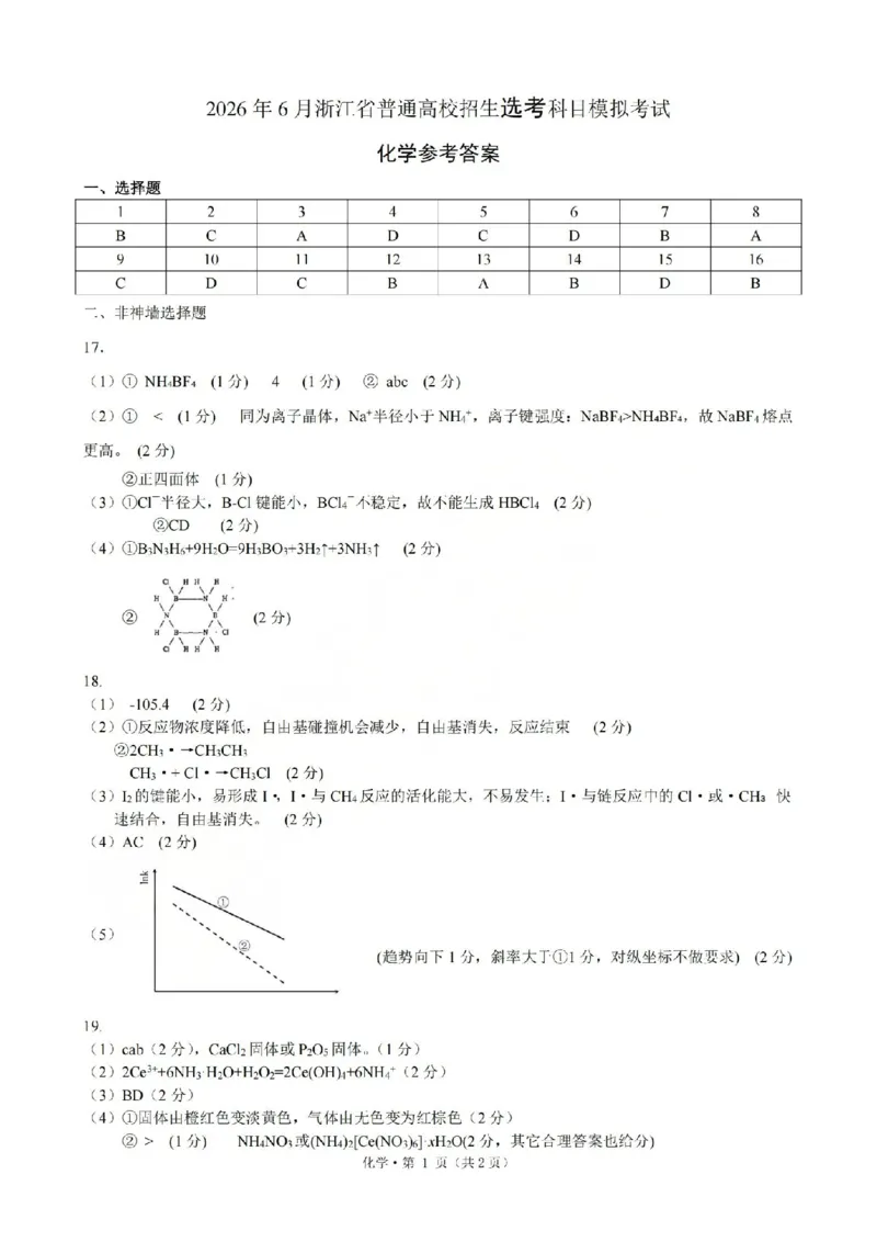 《浙江省七校2026年5月高三联考化学答案_2024-2027高三（6-6月题库）_2026年05月高三试卷_260522浙江省七校2026年5月高三联考（全科）》第1页预览