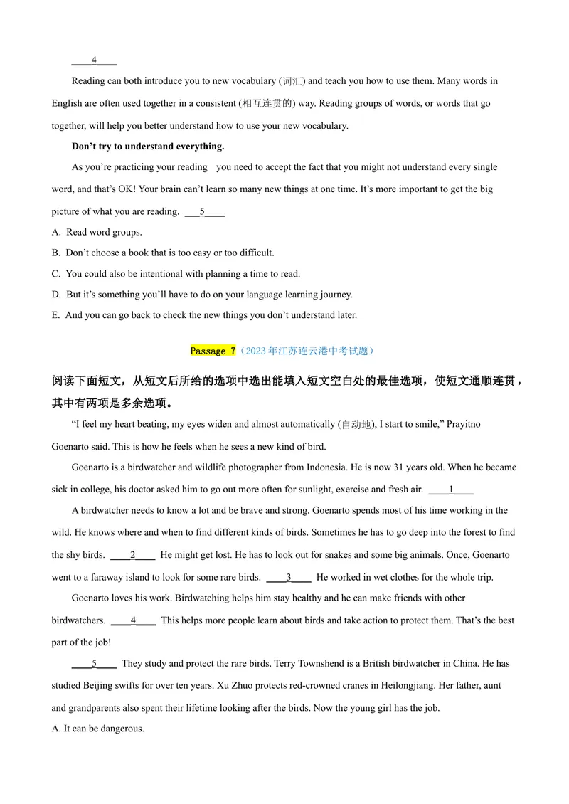 《专题15：阅读还原精练考题猜想-2023-2024学年九年级英语上学期期末考点大串讲（人教版）（原卷版）_初中英语789_旧版人教版英语九年级全册_新更新初中英语9全_期末复习》第5页预览