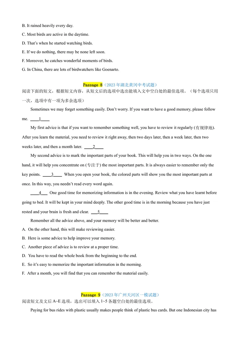 《专题15：阅读还原精练考题猜想-2023-2024学年九年级英语上学期期末考点大串讲（人教版）（原卷版）_初中英语789_旧版人教版英语九年级全册_新更新初中英语9全_期末复习》第6页预览
