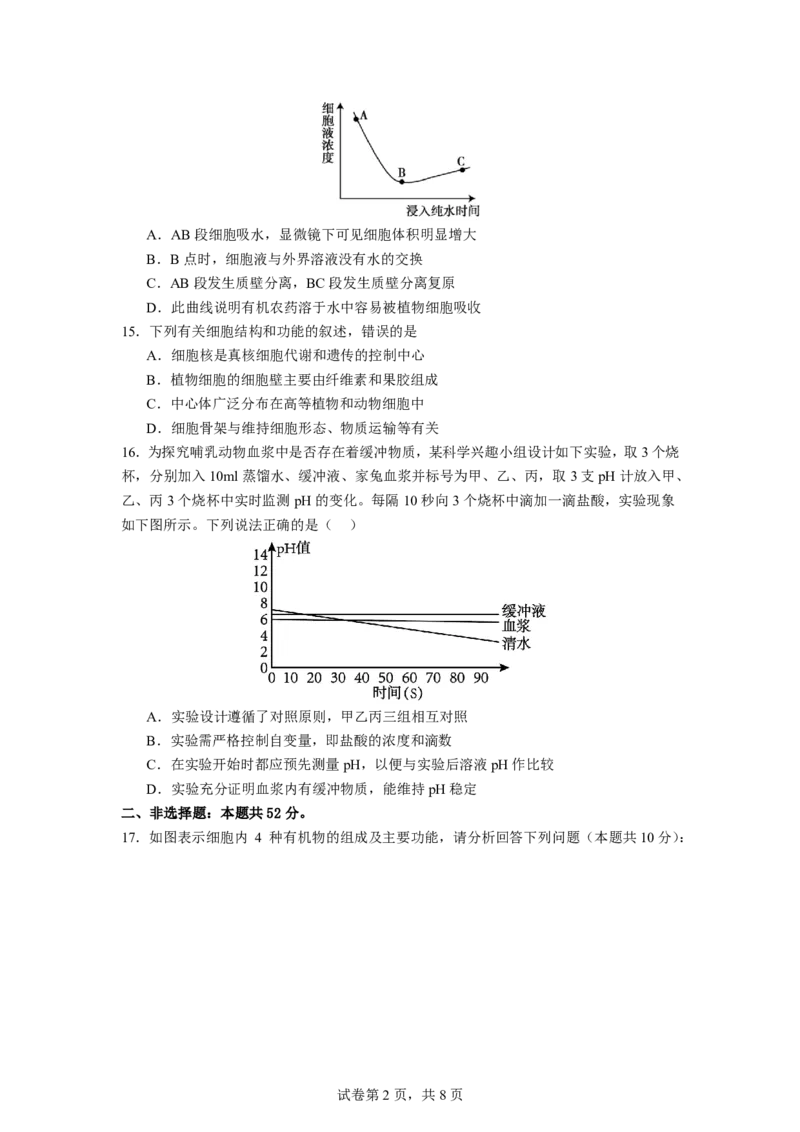 《生物试题_2024-2027高二（7-7月题库）_2026年06月高二试卷_260610宁夏回族自治区石嘴山市第一中学2025-2026学年高二年级下学期5月阶段检测》第4页预览