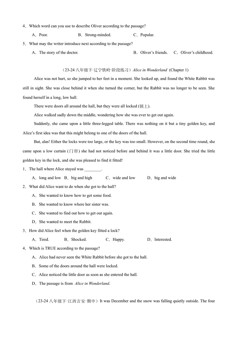 《Unit8HaveyoureadTreasureIslandyet单元话题阅读理解练习（学生版）_初中英语789_最新人教版英语八年级下册_旧版（有参考价值）_版本二_八年级英语下册（人教版）_单元重难点易错题精练-U216》第5页预览