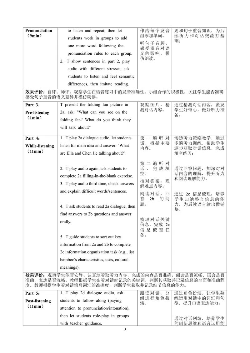《Unit4课时2SectionA（Pronunciation&2a-2e）（教学设计）英语人教版2024八年级上册_初中英语789_最新人教版英语八年级上册_新版_初中英语8上新更新第二套可选择_2教案_U4》第3页预览