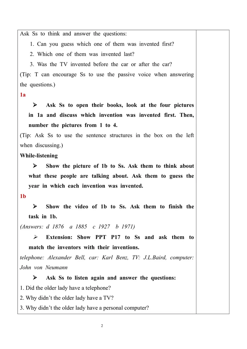 《Unit6SectionA（1a-1c）教案_初中英语789_旧版人教版英语九年级全册_旧版可参考_03.英语9全一册-核心素养教案+PPT课件第3套_9英课件+三维目标教案_9全英语课件+教案Unit6》第2页预览