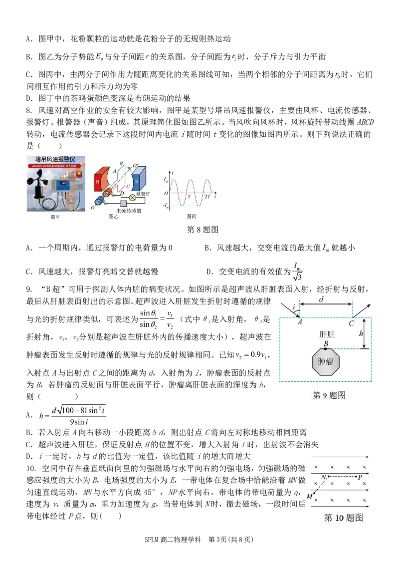 《物理试题卷浙江省宁波市三锋联盟2025-2026学年度高二年级第二(下)学期期中联考(4.22-4.24)_2024-2027高二（7-7月题库）_2026年05月高二试卷》第3页预览