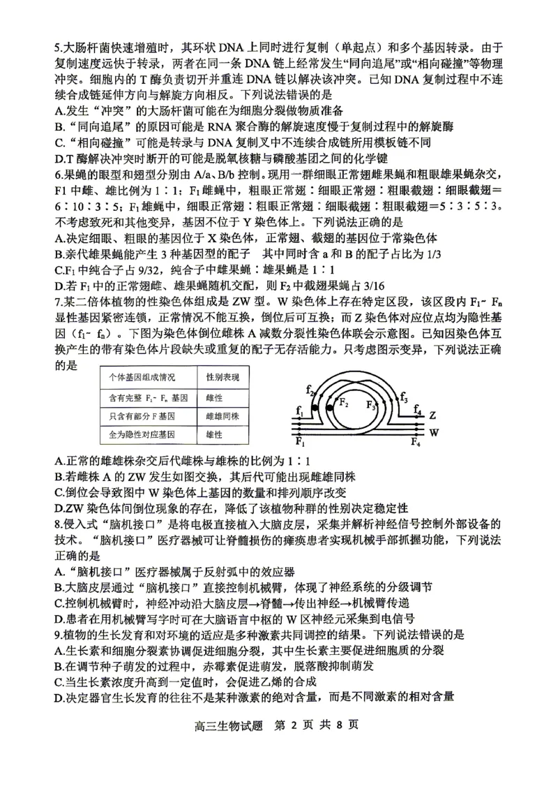 《生物试题_2024-2027高三（6-6月题库）_2026年05月高三试卷_260503山东省泰山教育联盟2026届高三年级4月考试模拟（全科）》第2页预览