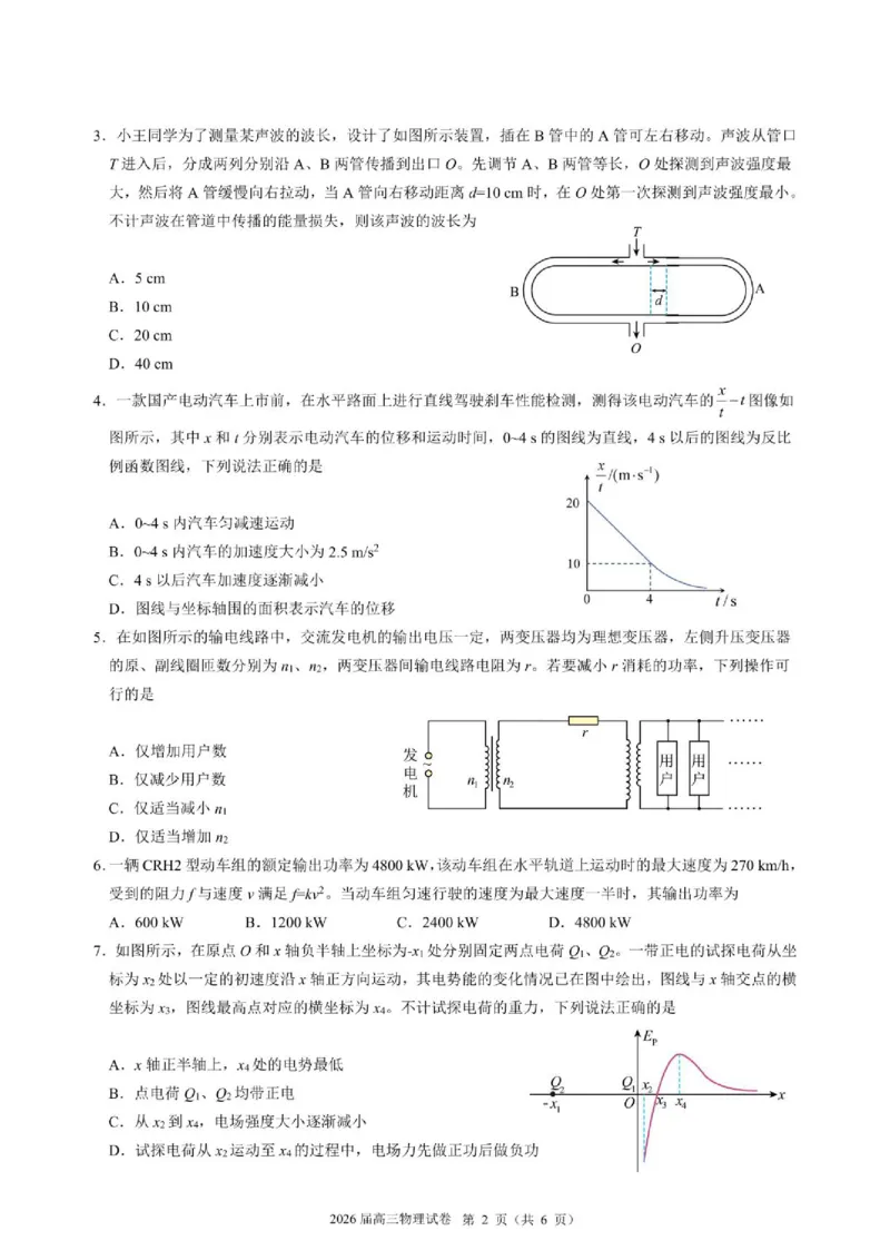 《物理试题卷_2024-2027高三（6-6月题库）_2026年05月高三试卷_260518安徽合肥一六八中学2026届高三最后一卷（全科）_物理安徽合肥一六八中学2026届高三最后一卷》第2页预览