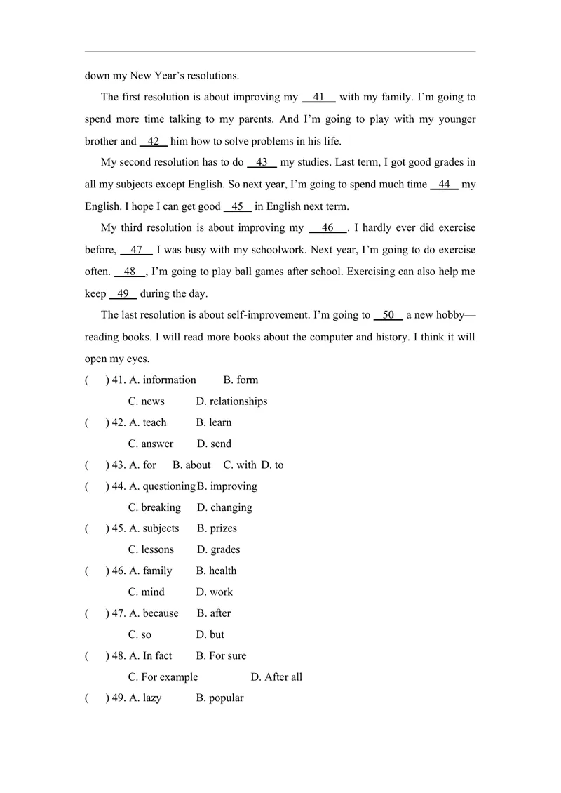 《Unit6PlanforYourself达标测试卷人教版（2025）英语八年级上册_初中英语789_最新人教版英语八年级上册_新版_初中英语8上新更新第一套可选择_06.英语8上-试题_单元测试》第6页预览
