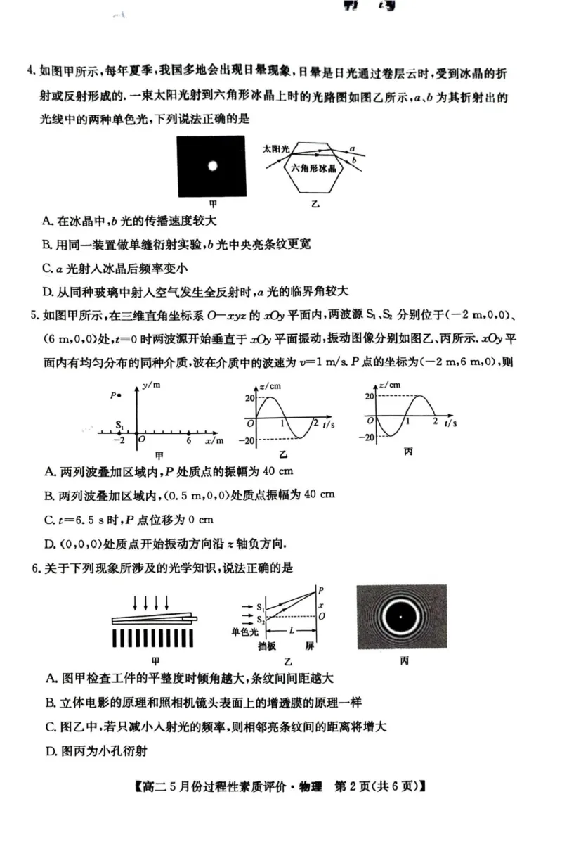 《物理高二5月过程性素质评价物理_2024-2027高二（7-7月题库）_2026年06月高二试卷_260612山西省运城市2025-2026学年高二下学期5月份过程性素质评价》第2页预览