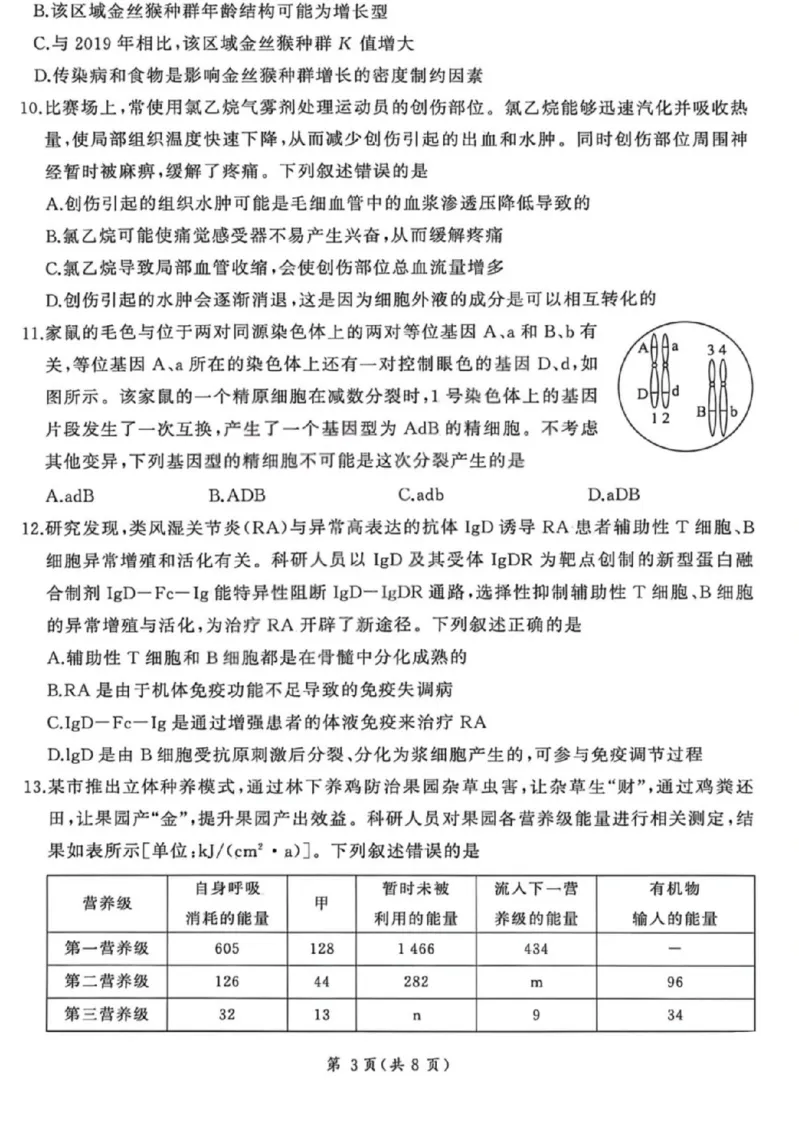《生物试卷-2026山西高考适应性模拟（4.28-29）_2024-2027高三（6-6月题库）_2026年05月高三试卷_2605022026山西高考适应性模拟考试（全科）》第3页预览