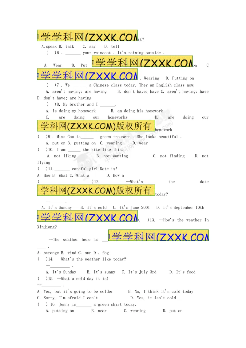 《Unit7练习题_初中英语789_最新人教版英语七年级下册_七下英语旧版_人教版英语七年级下册教学资料（优翼）_人教版英语七年级下册(RJ)--8.备课素材_1.文档_Unit7》第6页预览