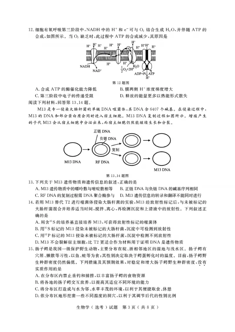 《生物试题-26年1月浙江首考_2-2026年高考全科试卷_2026年1月春季高考浙江_生物（原卷含答案）》第3页预览