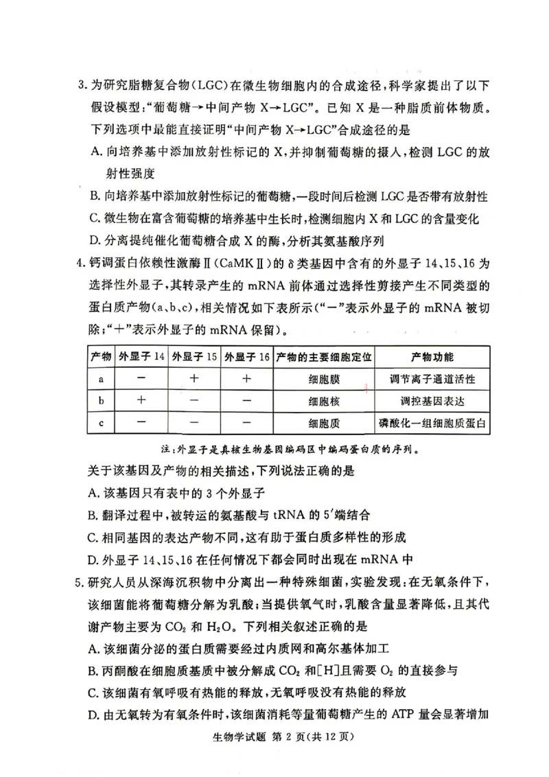 《湘豫名校2026届高三下学期5月预测联考生物_2024-2027高三（6-6月题库）_2026年05月高三试卷_260522河南省湘豫名校2026届高三下学期5月预测联考（全科）》第2页预览