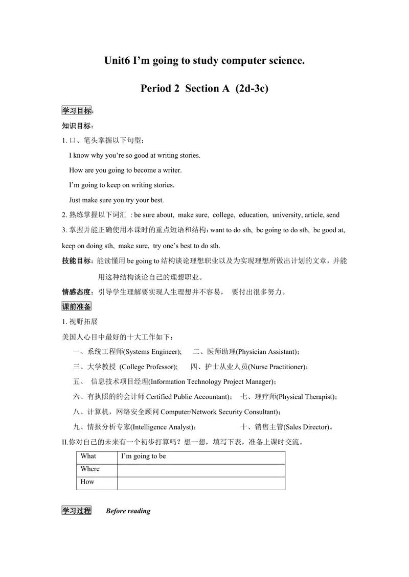 《Unit6I’mgoingtostudycomputerscience._初中英语789_最新人教版英语八年级上册_老版（含有参考价值）_05导学案+备课素材人教版初中英语八上（多版本）易提分旗舰店_导学案》第4页预览