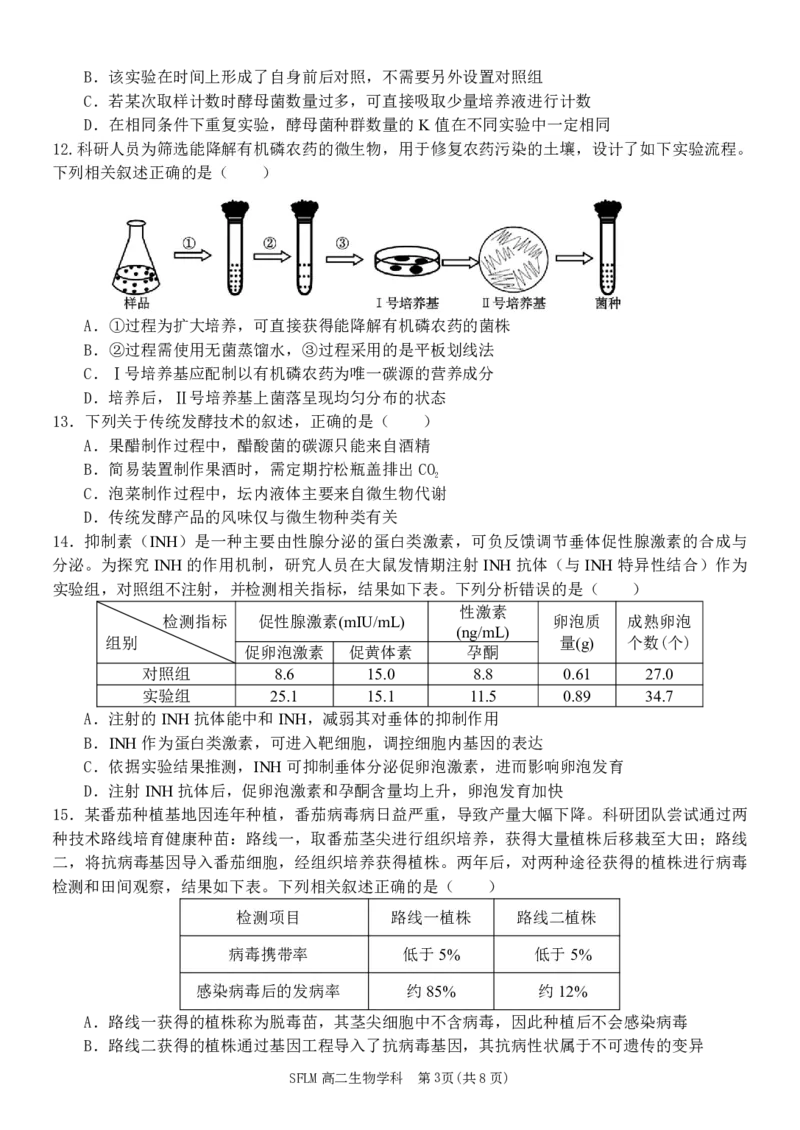 《生物试题卷浙江省宁波市三锋联盟2025-2026学年度高二年级第二(下)学期期中联考(4.22-4.24)_2024-2027高二（7-7月题库）_2026年05月高二试卷》第3页预览