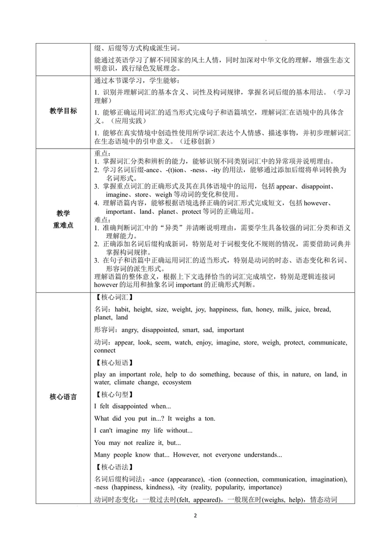 《Unit4课时5SectionBVocabularyinuse2a-2d趣味词汇（教学设计）英语人教版2024八年级上册_初中英语789_最新人教版英语八年级上册_新版_初中英语8上新更新第二套可选择_2教案_U4》第2页预览