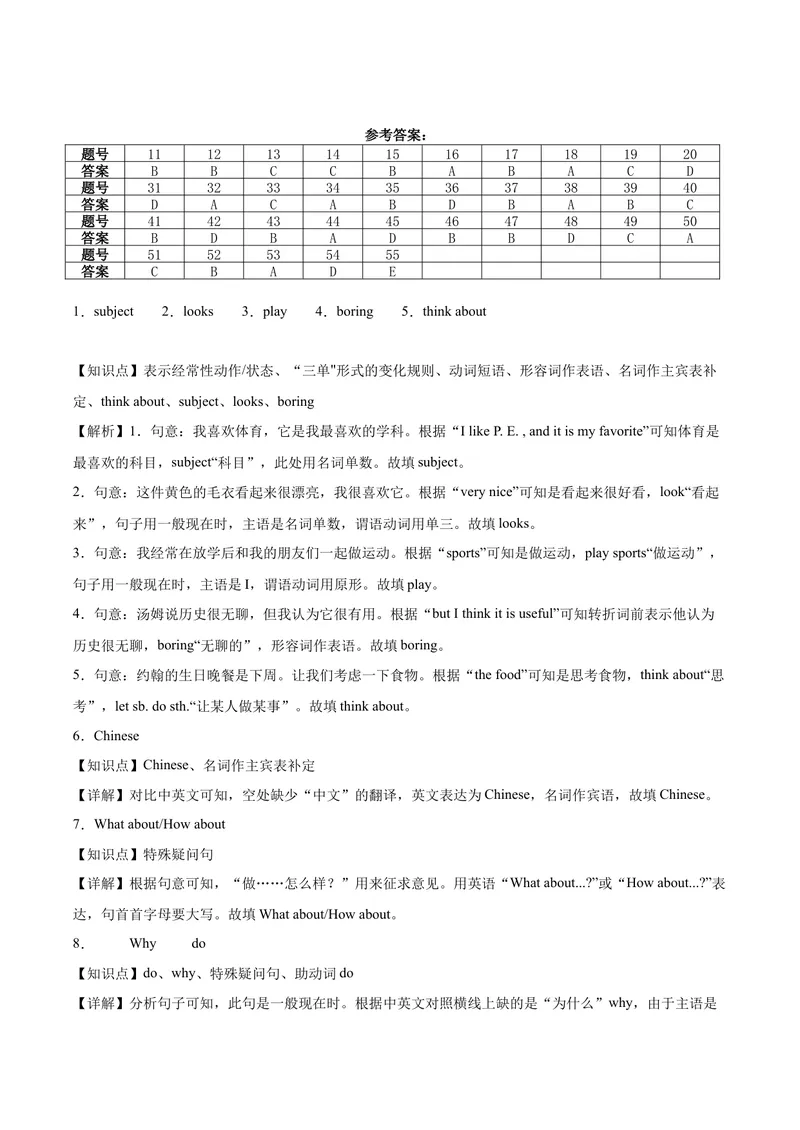 《Unit4（第2课时SectionAPronunciation2f）（分层作业）解析版_初中英语789_最新人教版英语七年级上册_英语7上最新改版_七上练习试卷_7年级上册_课时练习_Unit4MyFavouriteSubject》第5页预览