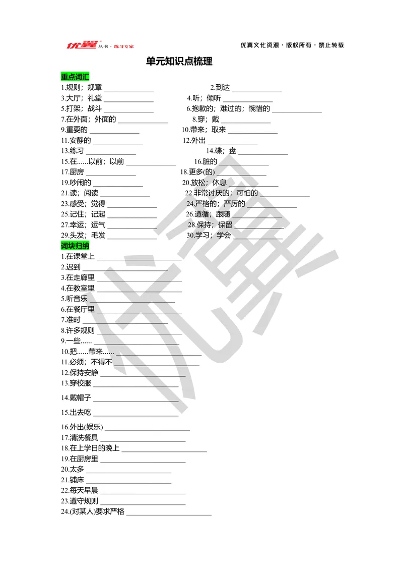 《Unit4复习课件学生版_初中英语789_最新人教版英语七年级下册_七下英语旧版_人教版英语七年级下册教学资料（优翼）_人教版英语七年级下册(RJ)--7.单元复习课件_七下unit4》第1页预览
