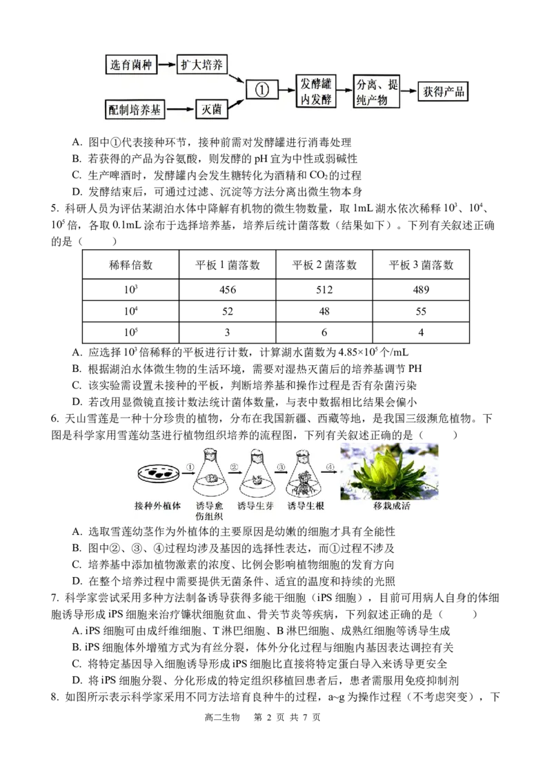 《生物_2024-2027高二（7-7月题库）_2026年05月高二试卷_260521四川省遂宁市射洪中学2025-2026学年高二下学期期中考试（全）》第2页预览
