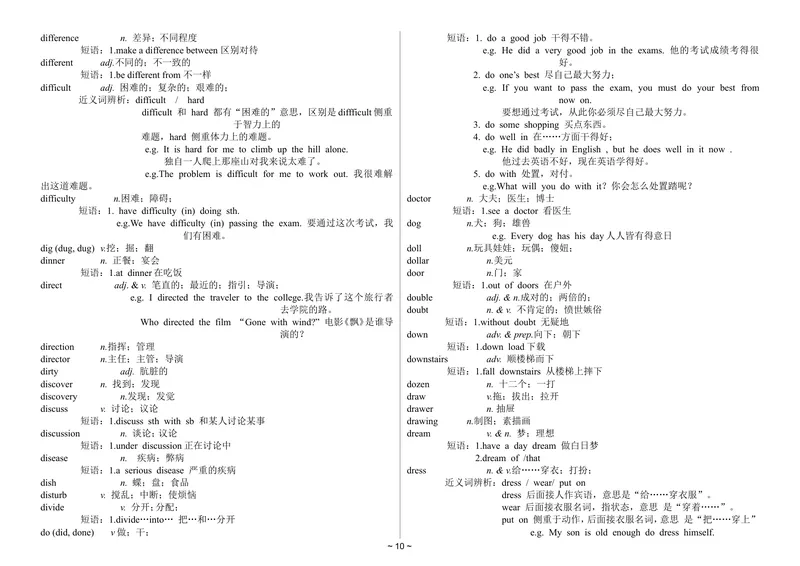 《中考英语1600词汇详解版_初中英语789_26秋最新人教版英语九年级上册_26秋人教九上_39、赠送其它资料_旧版资料_18.中考词汇_中考英语词汇1600》第10页预览