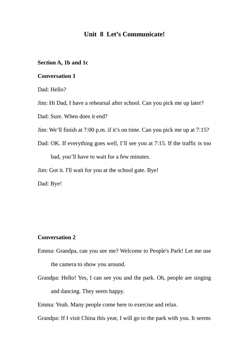 《Unit8Let’sCommunicate!全单元听力材料_初中英语789_最新人教版英语八年级上册_新版_初中英语8上新更新第一套可选择_03-05.英语8上-单词音频视频等_04.英语8上-音频+视频》第1页预览