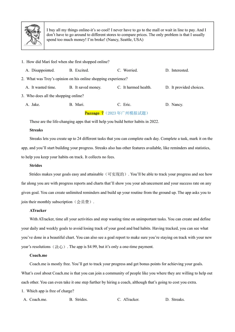 《专题16：阅读理解精练考题猜想-2023-2024学年九年级英语上学期期末考点大串讲（人教版）（原卷版）_初中英语789_旧版人教版英语九年级全册_新更新初中英语9全_期末复习》第7页预览