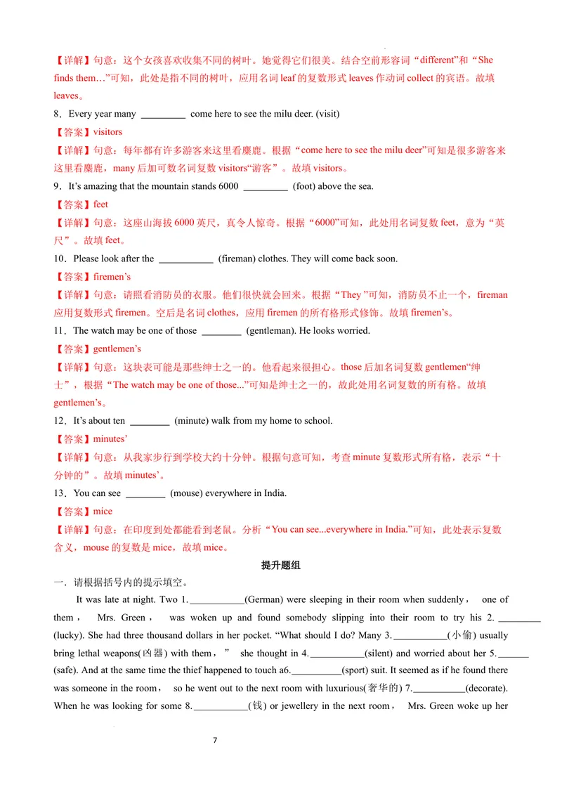 《专题01名词，代词讲练（解析版）_初中英语789_最新人教版英语八年级上册_新版_最新2025秋人教版英语（八年级上册）_2025秋人教版英语8上：预习资料包_语法复习专题01名词，代词讲练》第7页预览