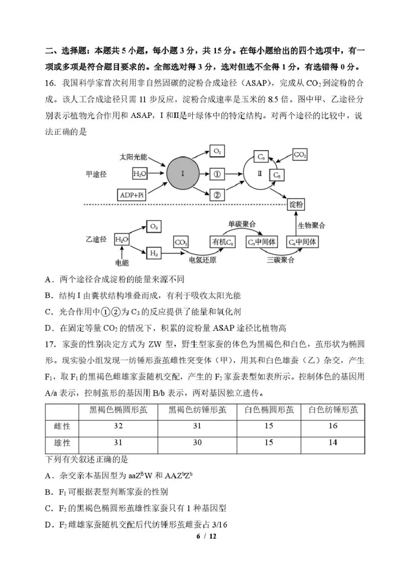 《生物6生物学科试题_2024-2027高三（6-6月题库）_2026年06月高三试卷_260601吉林东北师范大学附属中学2026届高三5月考前模拟考试（全科）》第6页预览