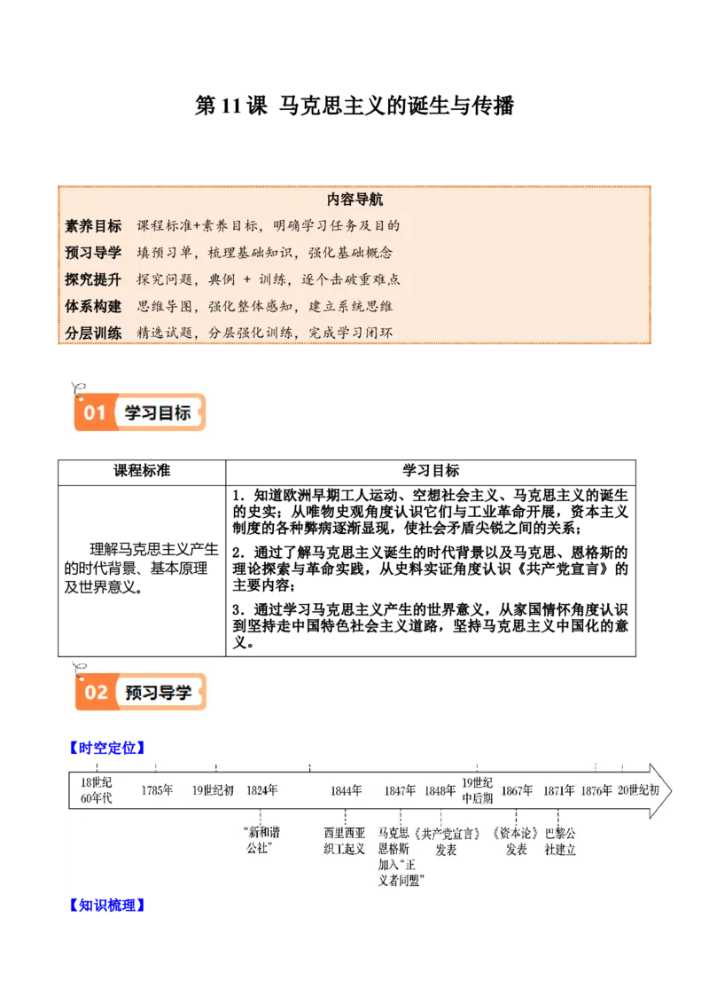 《第11课马克思主义的诞生与传播（学生版）_新版高中_高中历史新版_高中历史纲要下（统编版）_同步讲义-P5_2025版》第1页预览
