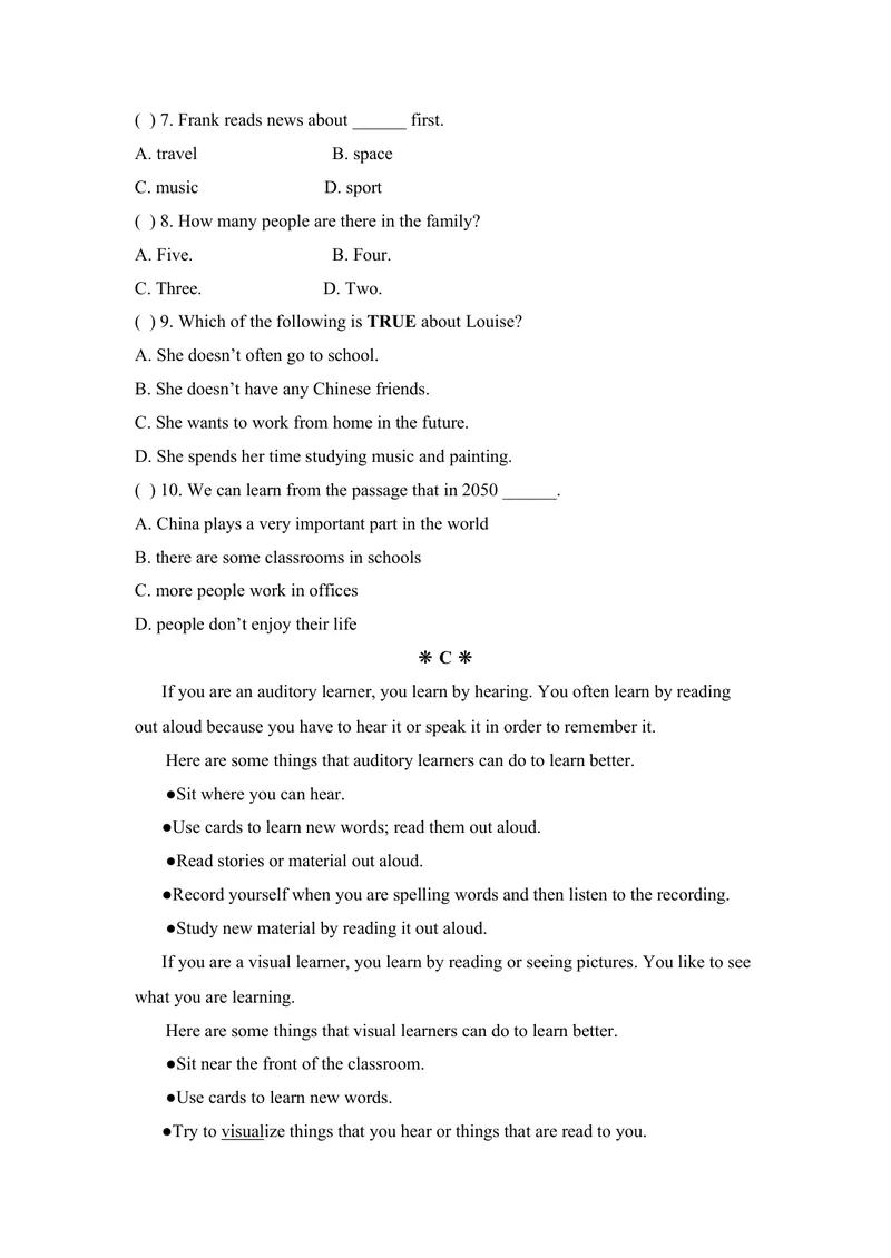 《九年级Unit1Howcanwebecomegoodlearners单元基础水平测试题_初中英语789_26秋最新人教版英语九年级上册_26秋人教九上_39、赠送其它资料_旧版资料_4.习题试卷_单元测试卷3》第6页预览