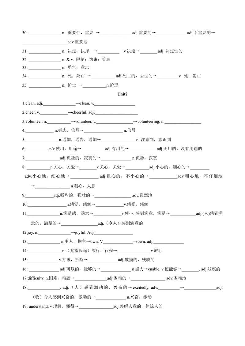 《专题01重点词汇及拓展（知识串讲+真题过关）-八年级英语下（人教版）（学生版）_初中英语789_最新人教版英语八年级下册_旧版（有参考价值）_版本二_八年级英语下册（人教版）》第2页预览