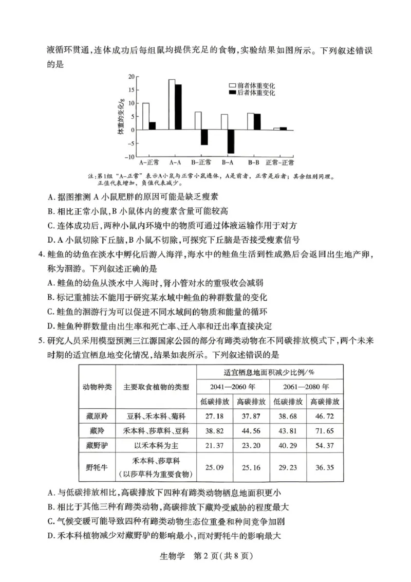 《河南省濮阳市2025-2026学年高二下学期6月考试生物试题(扫描版无答案)(1)_2024-2027高二（7-7月题库）_2026年06月高二试卷_260611河南天一大联考2025-2026学年高二下学期6月期末》第2页预览