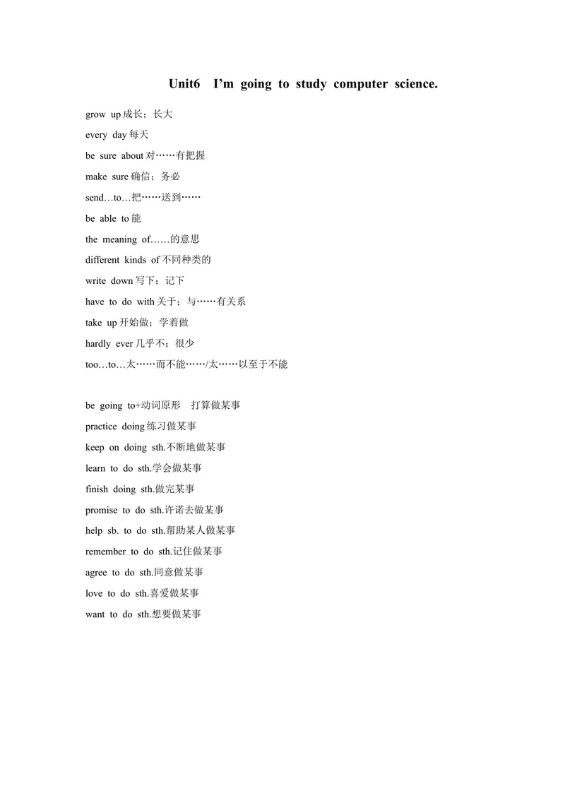 《Unit6I'mgoingtostudycomputerscience.知识点_初中英语789_最新人教版英语八年级上册_老版（含有参考价值）_05导学案+备课素材人教版初中英语八上（多版本）易提分旗舰店_导学案》第1页预览