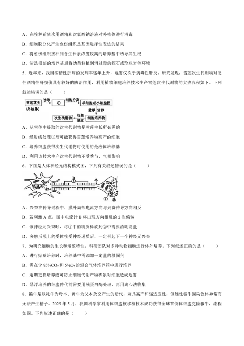 《生物-广西南宁市南宁三中2025-2026学年度下学期高二月考(一)_2024-2027高二（7-7月题库）_2026年04月高二试卷_260407广西南宁市南宁三中2025-2026学年度下学期高二月考(一)》第2页预览
