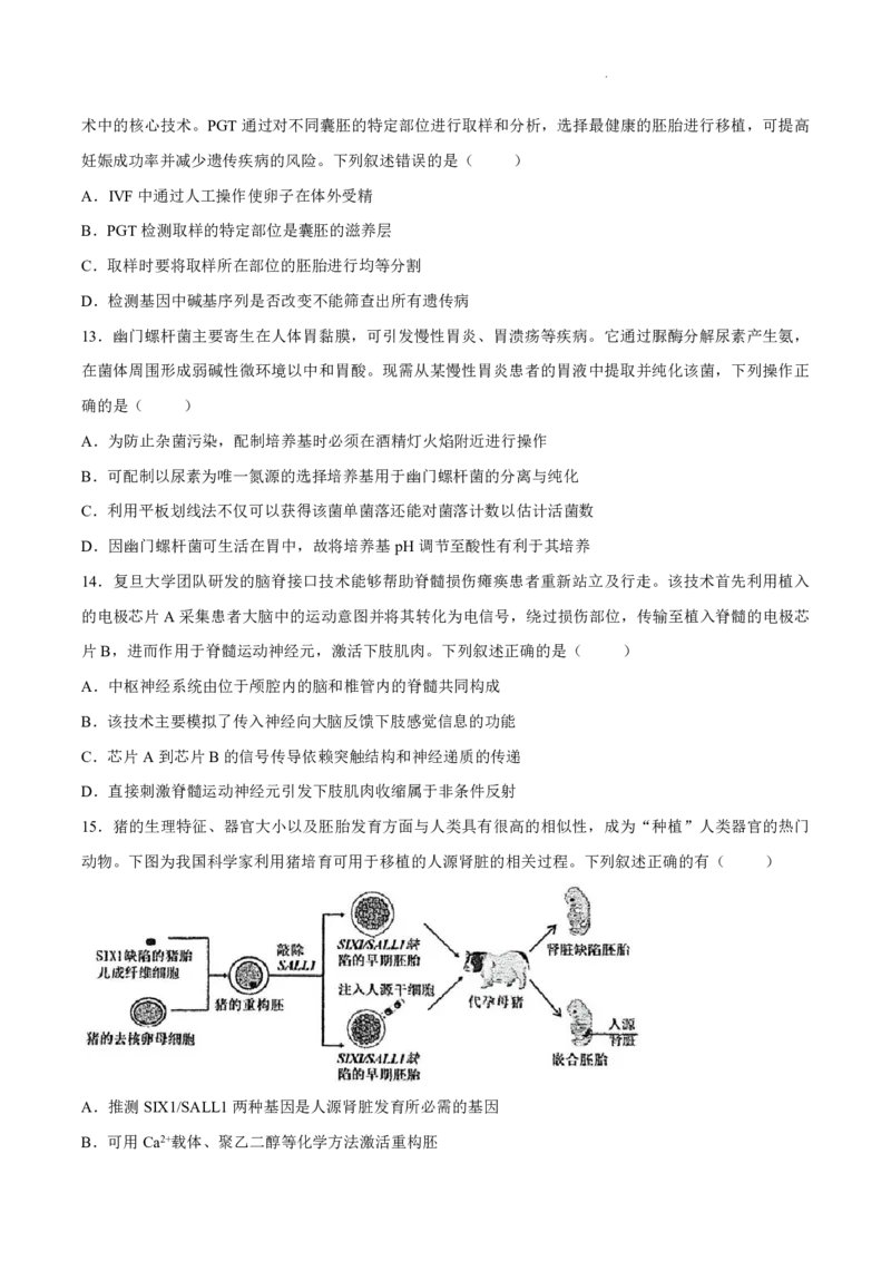 《生物-广西南宁市南宁三中2025-2026学年度下学期高二月考(一)_2024-2027高二（7-7月题库）_2026年04月高二试卷_260407广西南宁市南宁三中2025-2026学年度下学期高二月考(一)》第4页预览