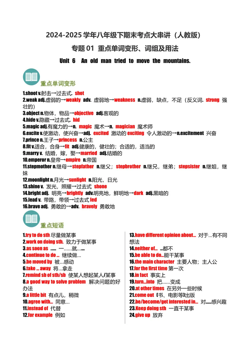 《专题01Unit6-Unit10(重点单词变形、词组、句型）（考点清单）-（人教版）_初中英语789_最新人教版英语八年级下册_旧版（有参考价值）_版本二_八年级英语下册（人教版）_2025版》第1页预览