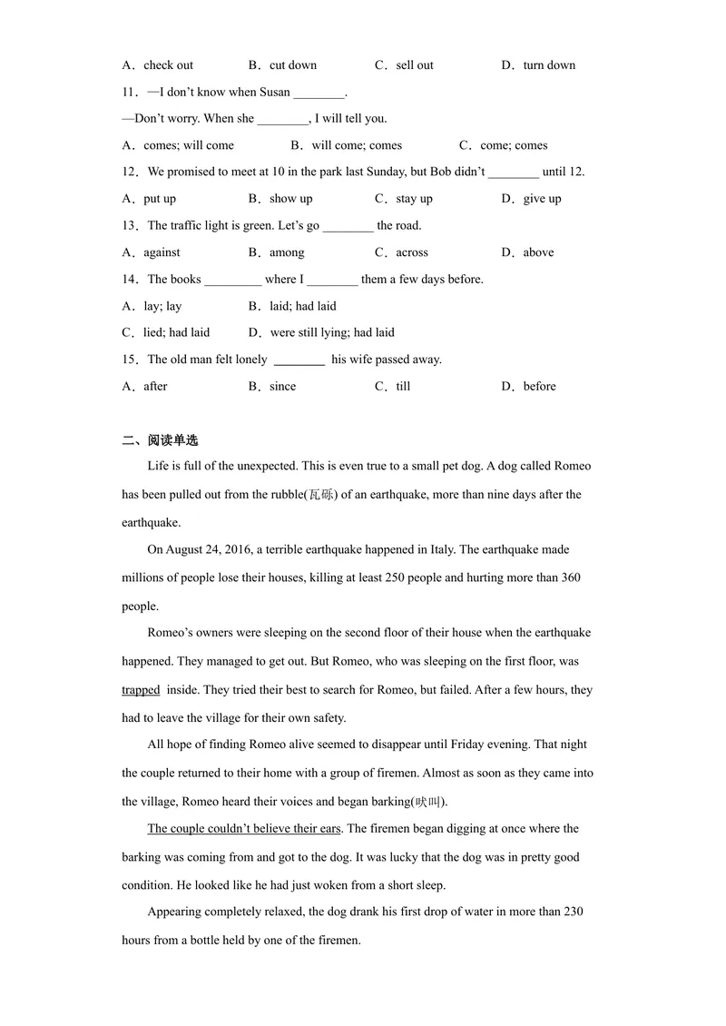《专题12-Unit12Lifeisfulloftheunexpected.-（原卷版）_初中英语789_旧版人教版英语九年级全册_旧版可参考_06.英语9全一册-试题_专项训练_专题12-Unit12Lifeisfulloftheunexpected》第2页预览