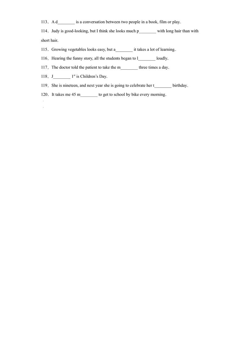 《专题13根据首字母提示填单词120道（知识点全覆盖）-2021-2022学年九年级英语上学期期末复习查缺补漏冲刺满分（人教版）_初中英语789_26秋最新人教版英语九年级上册_26秋人教九上_旧版资料》第6页预览