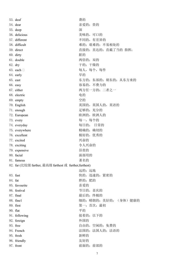 《中考1600按词性分类_初中英语789_26秋最新人教版英语九年级上册_26秋人教九上_39、赠送其它资料_旧版资料_18.中考词汇_中考英语词汇1600》第7页预览