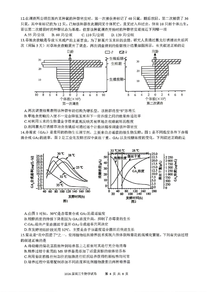 《生物试题卷+答案安徽合肥一六八中学2026届高三最后一卷_2024-2027高三（6-6月题库）_2026年05月高三试卷_260518安徽合肥一六八中学2026届高三最后一卷（全科）》第4页预览