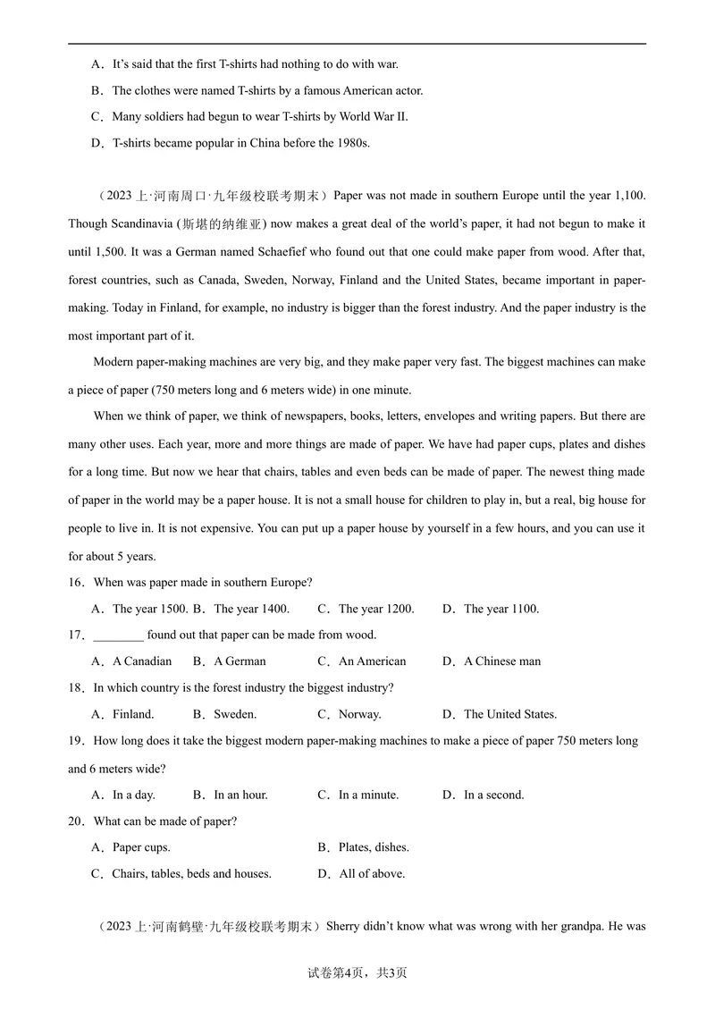 《专题07阅读理解20篇九年级英语上学期期末复习查缺补漏冲刺满分（人教版）_初中英语789_旧版人教版英语九年级全册_旧版可参考_06.英语9全一册-试题_专项训练_期末专题》第4页预览