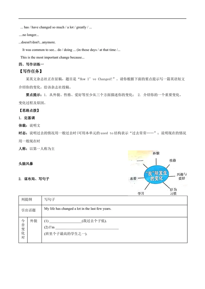 《专题4九全Unit4写作主题：谈论生活改变（人教版）_初中英语789_26秋最新人教版英语九年级上册_26秋人教九上_39、赠送其它资料_旧版资料_4.习题试卷》第2页预览
